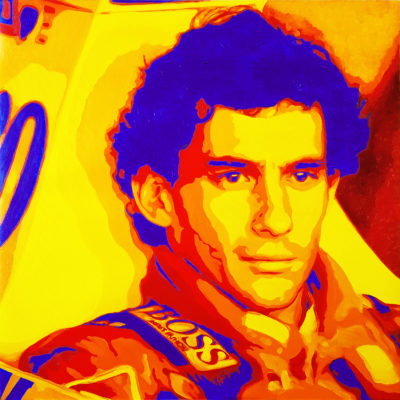 05 Ayrton Senna Pop Portrait 1 Olio su tela 60x60 2020 da una foto di Pascal Rondeau